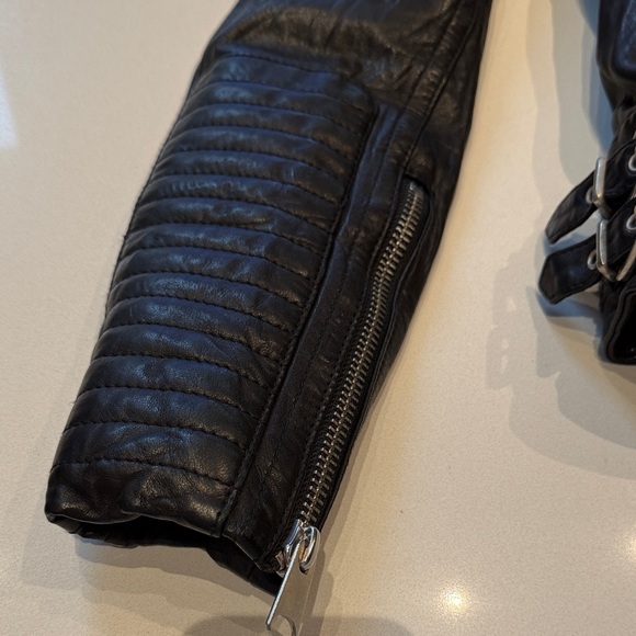 Anine Bing Moto Lambskin Leather Biker Jacket, Black, Size S - Picture 13 of 16